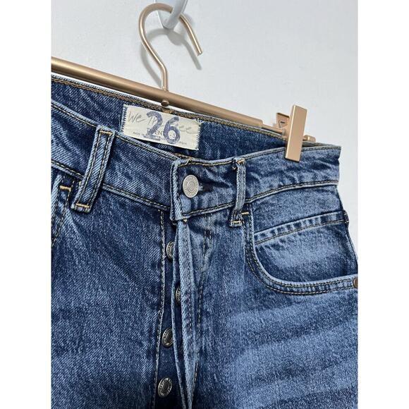 Free People French Girl Flare Jeans Size 26 Medium Wash Stretch Button Fly - Picture 4 of 7